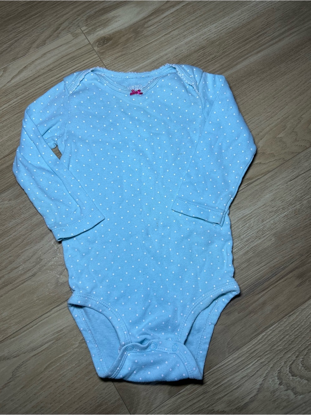 Carter's Light Blue Long-Sleeve Polka Dot One-Piece